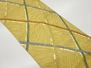 唐織金彩格子模様織出し袋帯